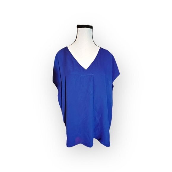 Women’s 2x reitmans Electric Blue Drop Shoulder Wide V Neck Blousy Top - Picture 1 of 7